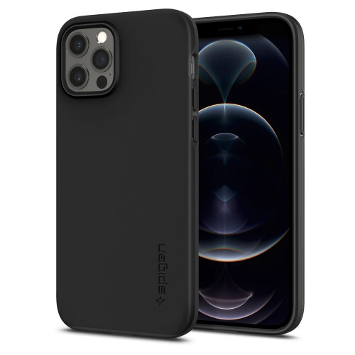 Чехол-накладка (силиконовый) Apple iPhone 12/12 Pro Spigen Thin Fit Black (ACS01696)