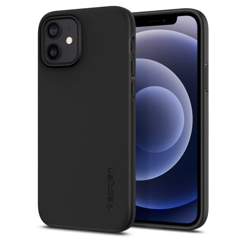 Чехол-накладка (силиконовый) Apple iPhone 12/12 Pro Spigen Thin Fit Black (ACS01696)