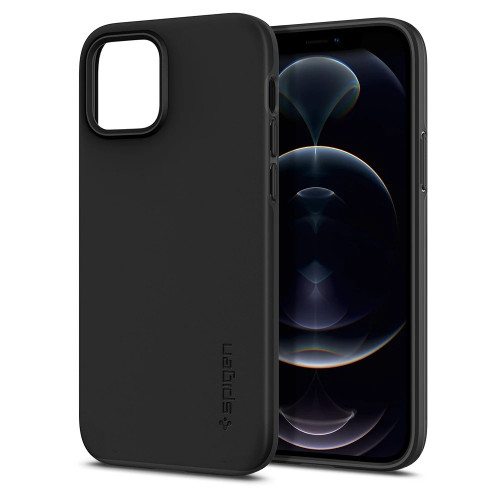 Чехол-накладка (силиконовый) Apple iPhone 12/12 Pro Spigen Thin Fit Black (ACS01696)