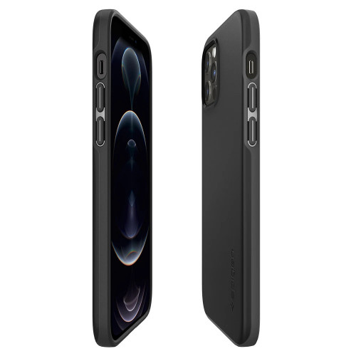 Чехол-накладка (силиконовый) Apple iPhone 12/12 Pro Spigen Thin Fit Black (ACS01696)