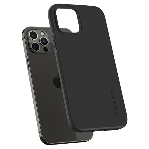 Чехол-накладка (силиконовый) Apple iPhone 12/12 Pro Spigen Thin Fit Black (ACS01696)