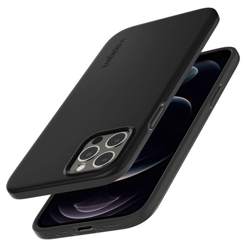 Чехол-накладка (силиконовый) Apple iPhone 12/12 Pro Spigen Thin Fit Black (ACS01696)