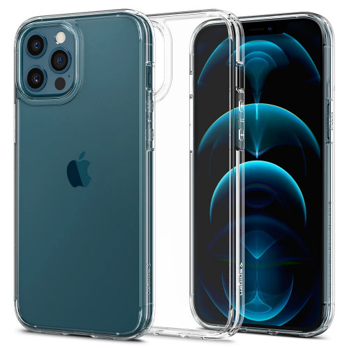 Чехол-накладка (силиконовый) Apple iPhone 12/12 Pro Spigen Ultra Hybrid Crystal Clear (ACS01702)