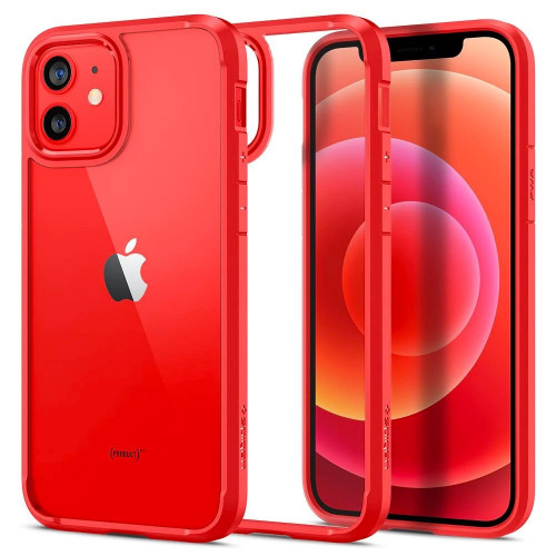 Чехол-накладка (силиконовый) Apple iPhone 12/12 Pro Spigen Ultra Hybrid Red (ACS01704)