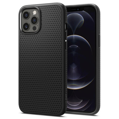 Чехол-накладка (силиконовый) Apple iPhone 12/12 Pro Spigen Liquid Air Matte Black (ACS01701)