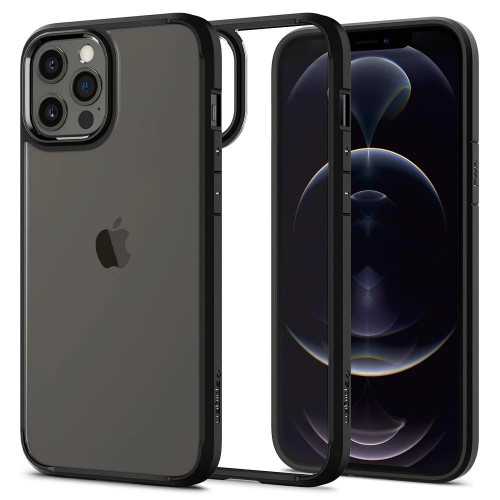 Чохол-накладка (силіконовий) Apple iPhone 12/12 Pro Spigen Ultra Hybrid Matte Black (ACS01703)