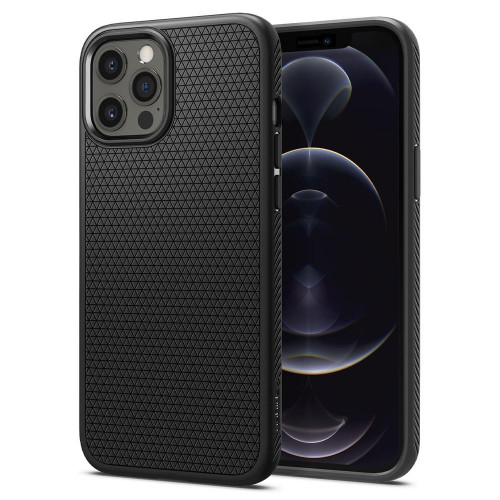 Чохол-накладка (силіконовий) Apple iPhone 12 Pro Max Spigen Liquid Air Matte Black (ACS01617)