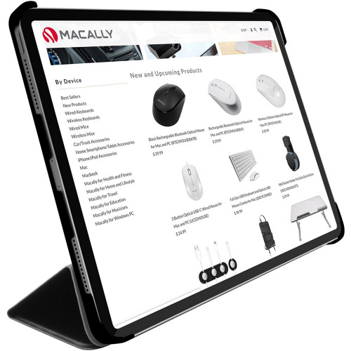 Чехол-книжка (полиуретановый) Apple iPad Air 10.9" 2020 Macally Protective Case and Stand Black (BSTANDA4-B)