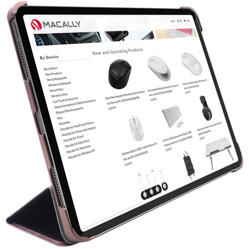 Чехол-книжка (полиуретановый) Apple iPad Air 10.9" 2020 Macally Protective Case and Stand Rose Gold (BSTANDA4-RS)