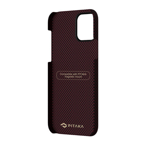 Чехол-накладка (карбоновый) Apple iPhone 12 Pro Max Pitaka MagEZ Case Plain Black/Red (KI1204PM)