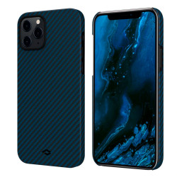 Чохол-накладка (карбоновий) Apple iPhone 12 Pro Pitaka MagEZ Case Twill Black/Blue (KI1208P)