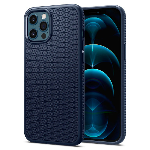 Чехол-накладка (силиконовый) Apple iPhone 12 Pro Max Spigen Liquid Air Navy Blue (ACS02247)
