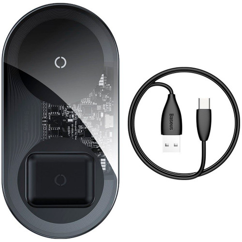 Baseus Wireless Charger Simple 2 in 1 Transparent Black (WXJK-A01)
