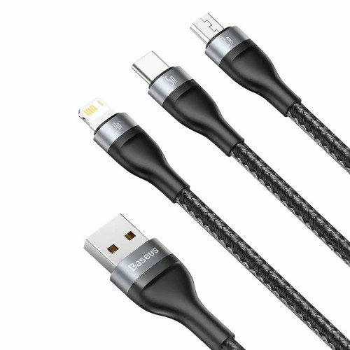 Baseus Flash Series 3-in-1 1.2m Gray/Black (CA1T3-G1)