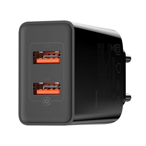Baseus Speed Mini QC Dual U Charger 2 USB 18W Black (CCFS-V01)