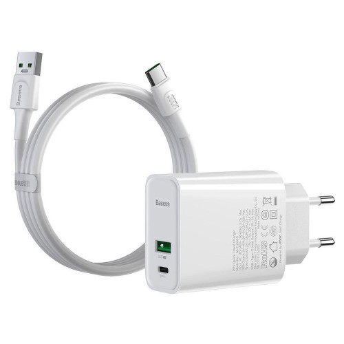 Baseus Speed PPS 30W Type-C + USB VOOC Edition with Type-C 5A Cable 1m White (TZCCFS-H02)
