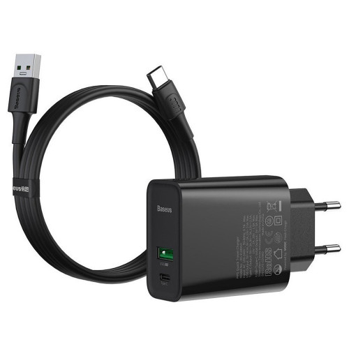Baseus Speed PPS 30W Type-C + USB VOOC Edition with Type-C 5A Cable 1m Black (TZCCFS-H01)