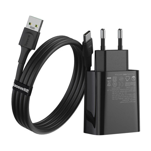 Baseus Speed PPS 30W Type-C + USB VOOC Edition with Type-C 5A Cable 1m Black (TZCCFS-H01)