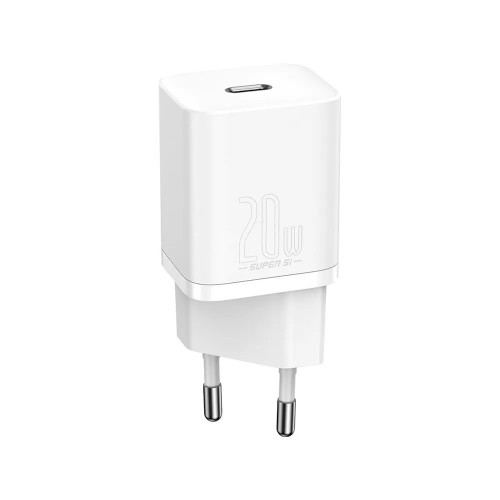 Baseus Super Silicone PD Charger 20W Type-C with Cable Type-C to Lightning White (TZCCSUP-B02)