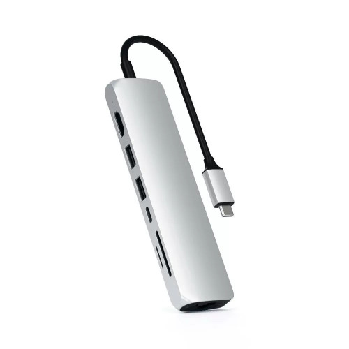 Satechi Aluminum Type-C Slim Multi-Port with Ethernet Adapter Silver (ST-UCSMA3S)