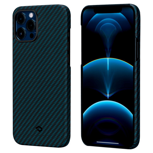 Чехол-накладка (карбоновый) Apple iPhone 12 Pro Max Pitaka MagEZ Case Twill Black/Blue (KI1208PM)