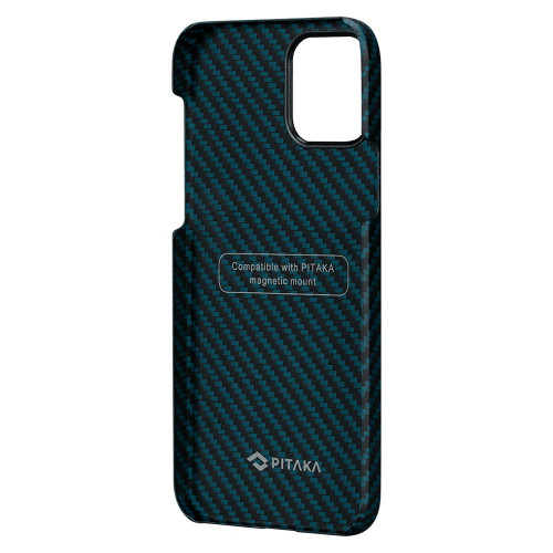 Чехол-накладка (карбоновый) Apple iPhone 12 Pro Max Pitaka MagEZ Case Twill Black/Blue (KI1208PM)