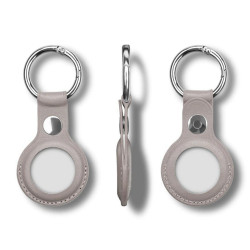 Брелок (шкіряний) для AirTag Leather Key Ring High Copy Gray