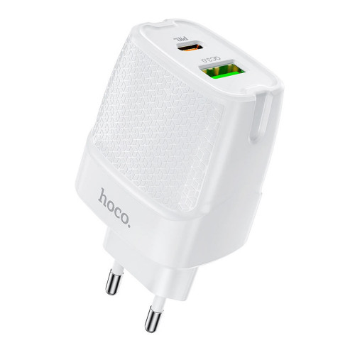 Hoco C85A Bright PD20W+QC3.0 Type-C + USB White