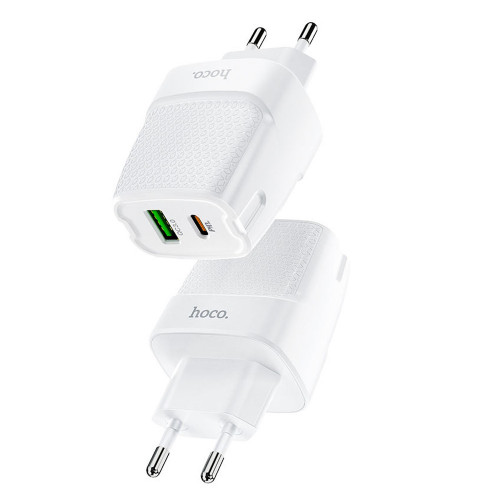 Hoco C85A Bright PD20W+QC3.0 Type-C + USB White