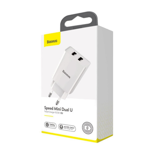 Baseus Speed Mini Dual U Charger 2USB 10.5W White (CCFS-R02)