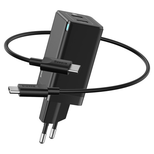 Baseus GaN2 Quick Charger 45W 2 Type-C + Cable Type-C to Type-C 100W 1m Black (CCGAN-M01)