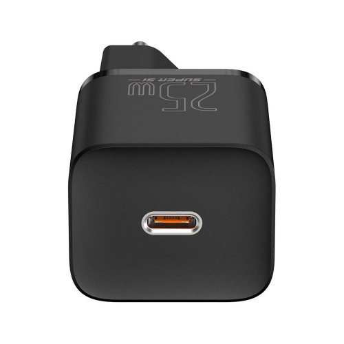 Baseus Super Silicone PD Charger 25W (1Type-C) + With Cable Type-C to Type-C 3A 1m Black (CCSUP-L01)