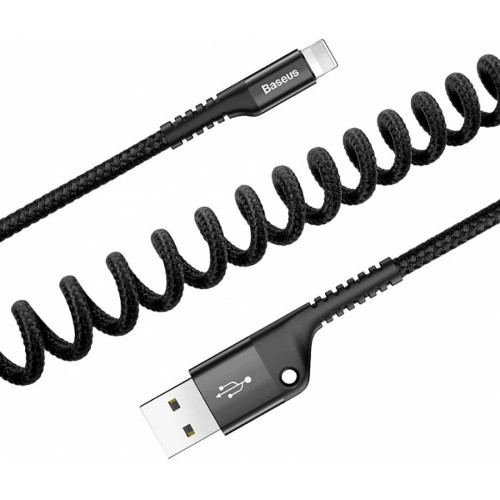 Baseus Fish Eye Spring Data Lightning 2A 1m Black (CALSR-01)