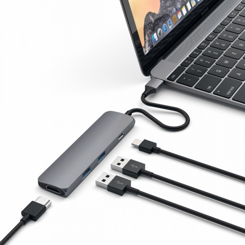 Satechi Aluminum Type-C Slim Multi-Port Adapter 4K Space Gray (ST-CMAM)