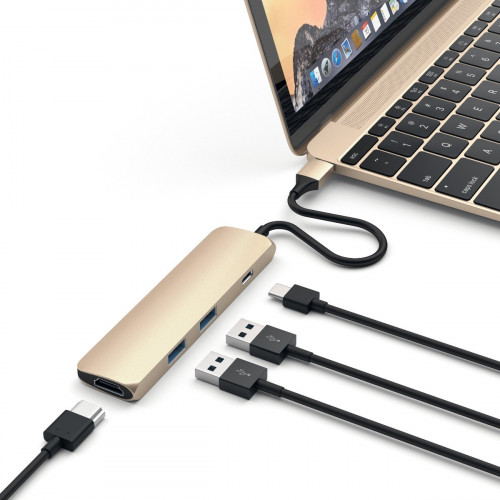 Satechi Aluminum Type-C Slim Multi-Port Adapter 4K Gold (ST-CMAG)
