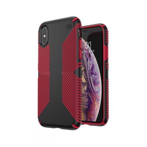 Чехол-накладка (пластиковый) Apple iPhone X Speck Presidio Grip Black/Dark Poppy Red (SP-103131-C305)