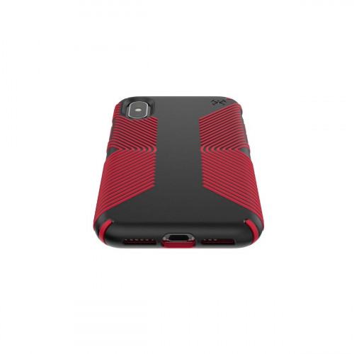 Чехол-накладка (пластиковый) Apple iPhone X Speck Presidio Grip Black/Dark Poppy Red (SP-103131-C305)