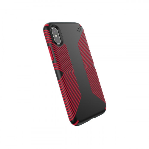 Чехол-накладка (пластиковый) Apple iPhone X Speck Presidio Grip Black/Dark Poppy Red (SP-103131-C305)
