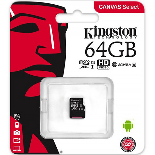 Kingston 64 GB microSDXC Class 10 UHS-I SDC10G2/64GBSP