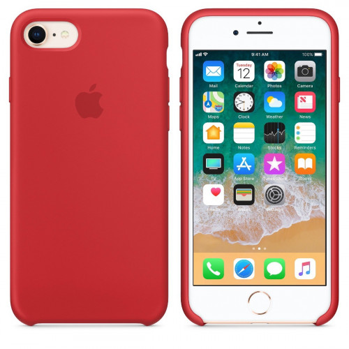 Чехол-накладка (силиконовый) для iPhone 8/7 Silicone Case High Copy RED