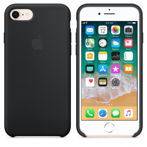 Чехол-накладка (силиконовый) для iPhone 8/7 Silicone Case High Copy Black