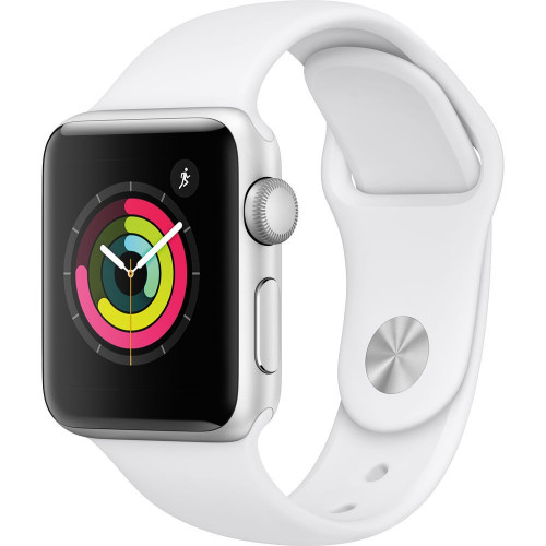 Apple Watch Series 3 GPS 38mm Silver Aluminum with White Sport Band (MTEY2)