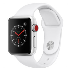 Apple Watch Series 3 GPS + Cellular 38mm Silver Aluminum with White Sport Band (MTGG2)