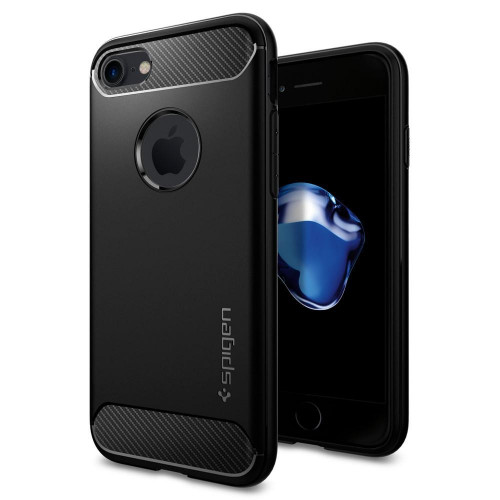 Чехол-накладка (силиконовый) Apple iPhone 7 Spigen Rugged Armor Black (042CS20441)