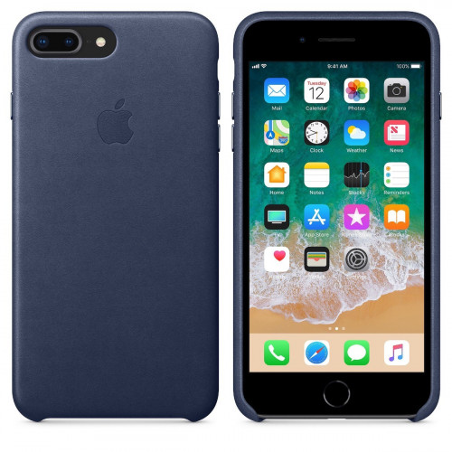 Чохол-накладка (шкіряний) Apple iPhone 7 Plus Leather Case Midnight Blue (MMYG2)