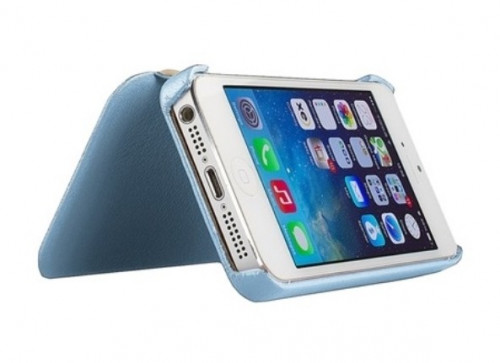 Чехол-книжка (кожаный) Apple iPhone 5/5s/SE Mobler Classic Collection Light Blue