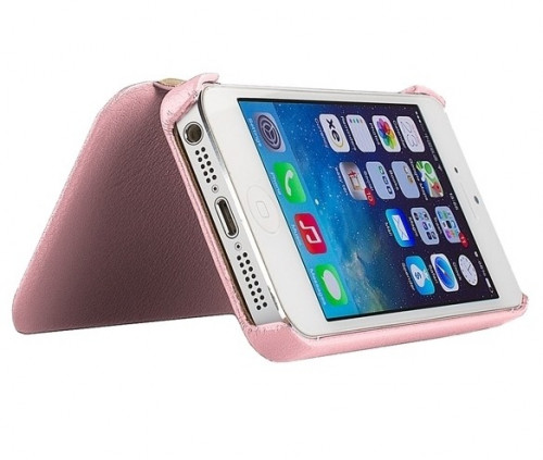 Чехол-книжка (кожаный) Apple iPhone 5/5s/SE Mobler Classic Collection Pink