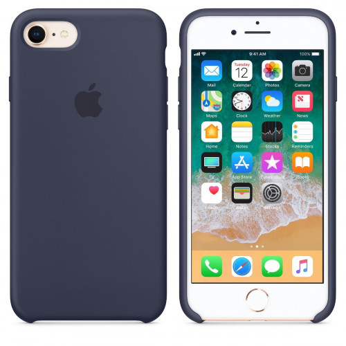 Чехол-накладка (силиконовый) для iPhone 8/7 Silicone Case High Copy Midnight Blue