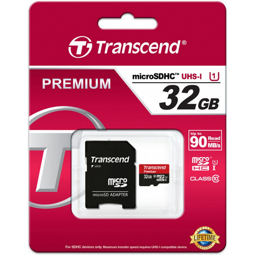 Transcend 32 GB microSDHC UHS-I Premium + SD Adapter (TS32GUSDU1)