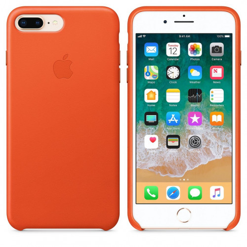 Чехол-накладка (кожаный) Apple iPhone 8 Plus/7 Plus Leather Case Bright Orange (MRGD2)